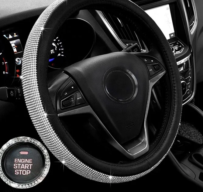 Crystal Bling Rhinestone Car Steering Wheel Cover