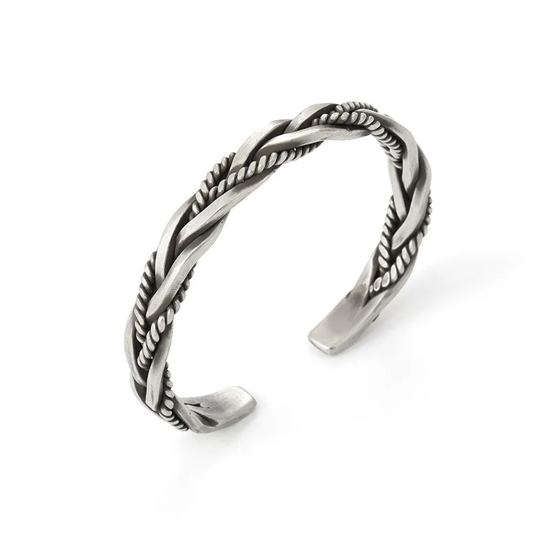 Vintage Women Men Plated 925 Sterling Silver Bangle