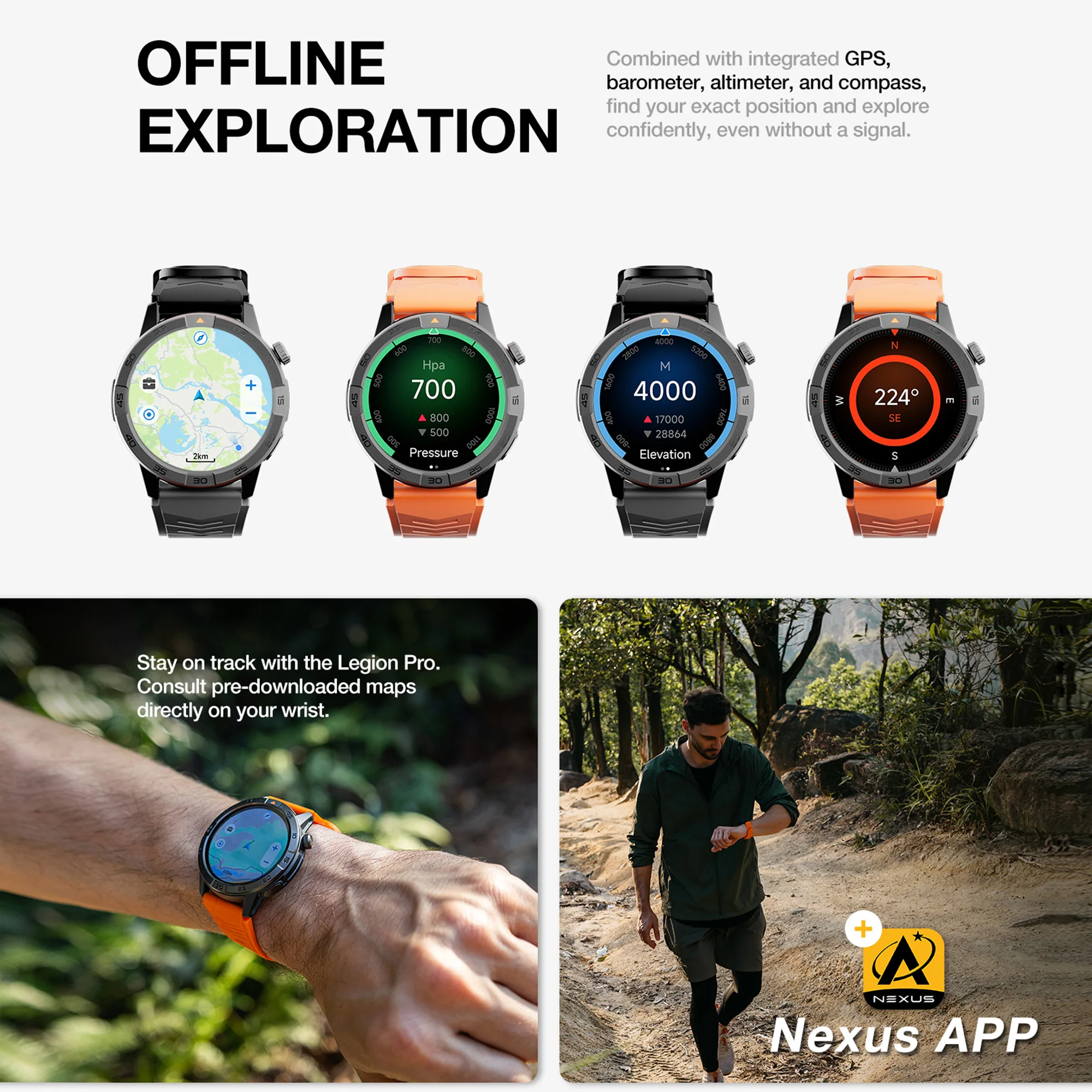 AGM Watch Legion Pro 防水スマートウォッチ 5ATM GPS 100以上の 