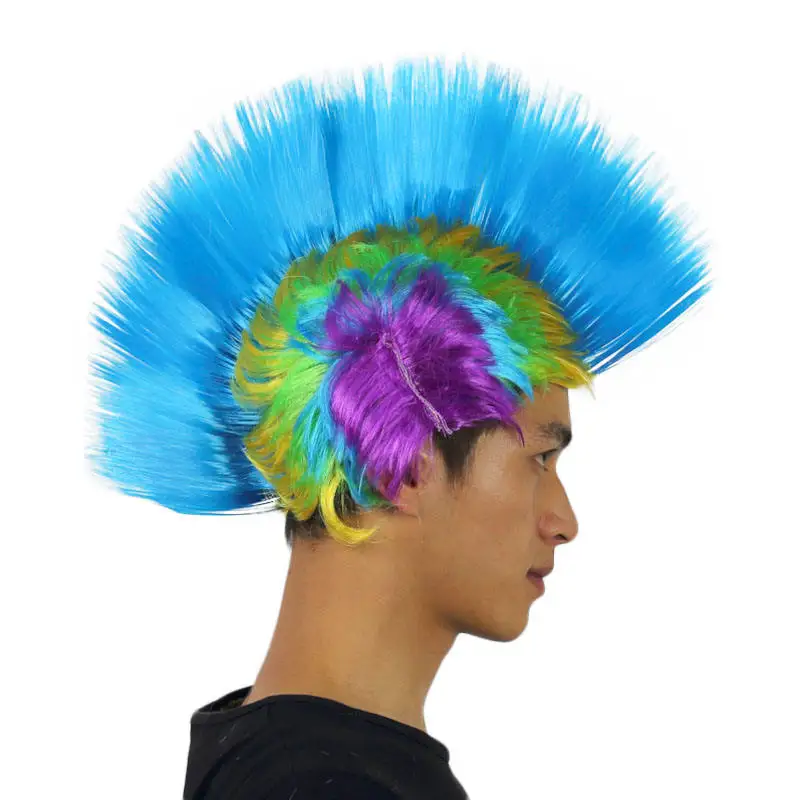 Factory Wholesale Fun Party Ski  Synthetic Hair Wig Full None Lace Cockscomb Mohawk Wig
