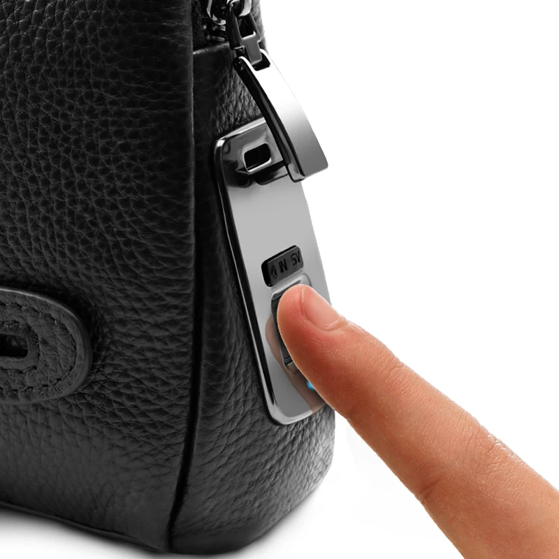 Fingerprint Lock Wallets Big Capacity Phone Bag Card Holder Zipper Leather Fingerprint Lock Wallet for Men