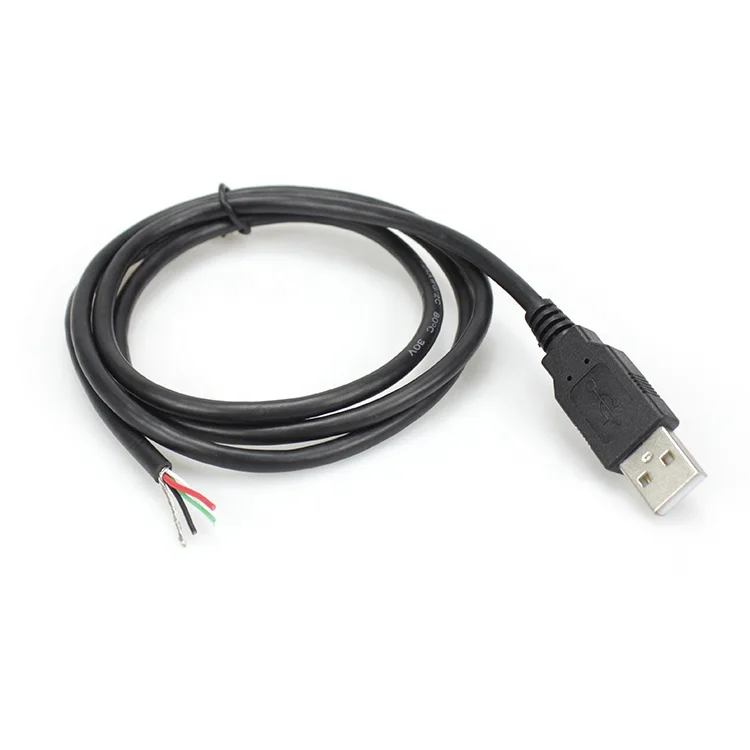 Custom USB 2.0 Type-A Male to Bare Wire Cable Braid Shielded Data Cable for Computer Printer Camera