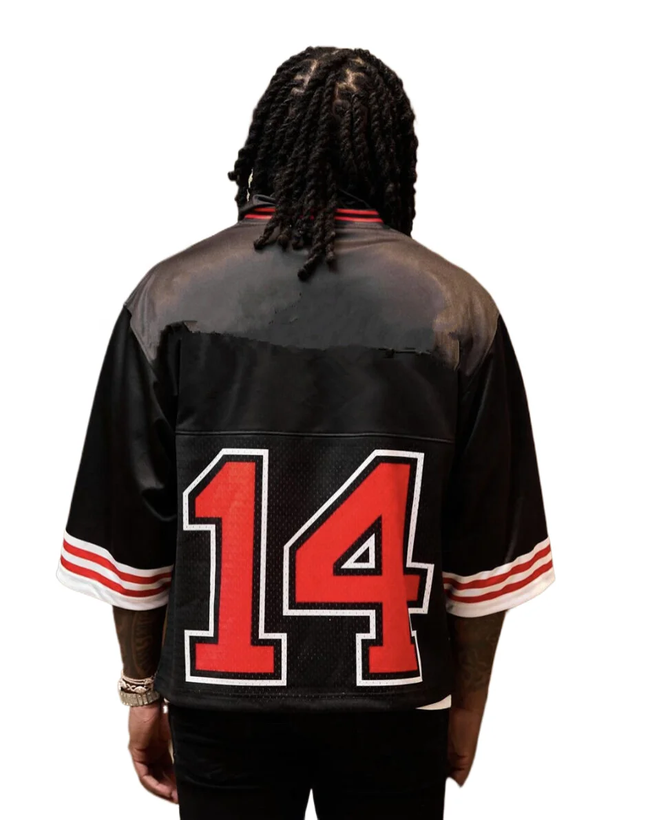 KY V NECK Drop Shoulder Oversized Streetwear Mesh Jersey