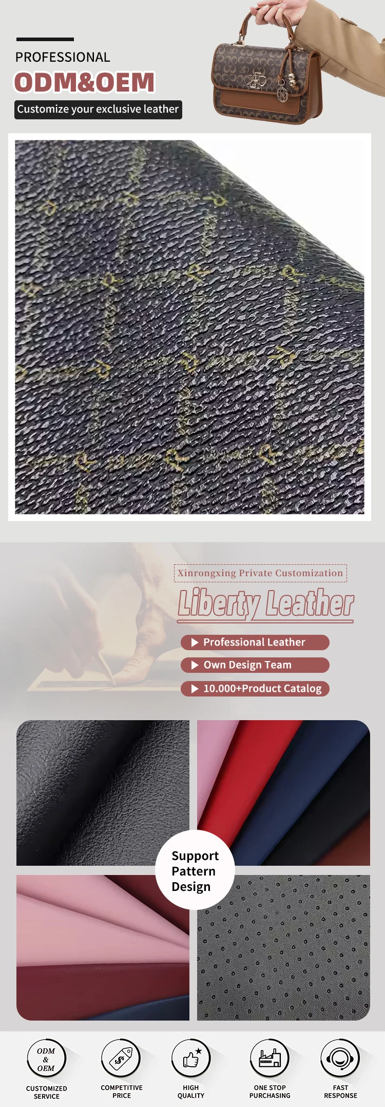 0.6mm Thickness 140cm Width Knitted Backing PVC Leather Synthetic Leather for Bags Furniture and Home Decor