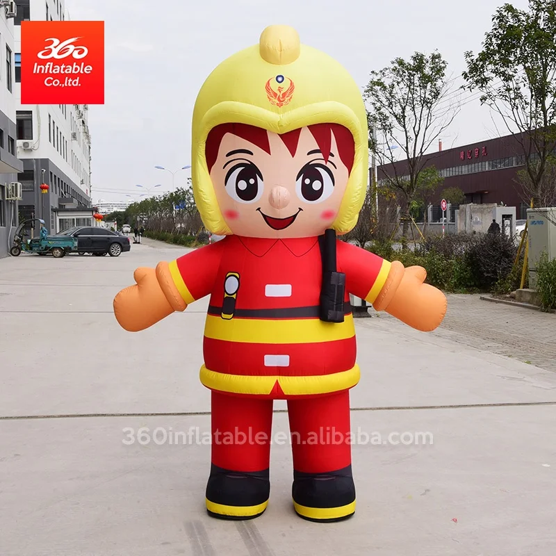 Firefighter Customize Huged Inflatable Costume for Propagandizes Promotion,Custom Giant Cartoon Firefighter Inflatable Fireman