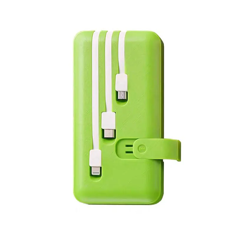 20000 mAh Portable Power Bank Fast Charger Powerbank Built in 3 Cables External Battery Charger For iPhone