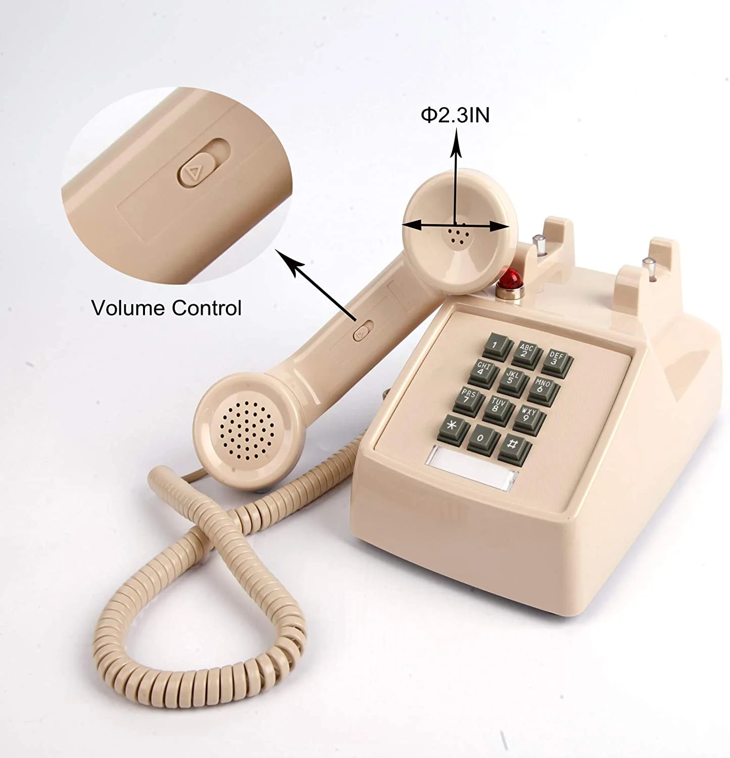 Vintage Wall Phone with Metal Bell Telephones Landline with Extra Loud Ringer Retro Wall Phone with Volume Control Landline Phone with Big Indicator 