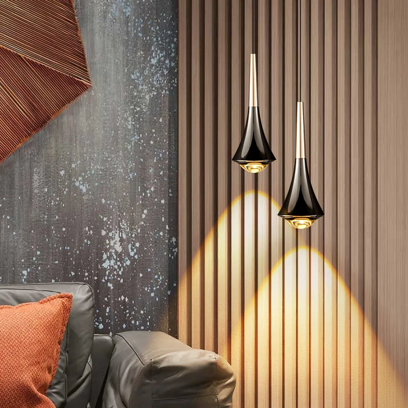 Bedroom Bedside Pendant Light Creative Luxury Design Hanging Lamps LED Aluminum Electroplated Glass Lampshade Chandelier - Image 2