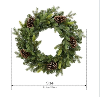 Popular Customized 28inch Holidays Decorated Christmas Pinecone Pine Needle Wreath