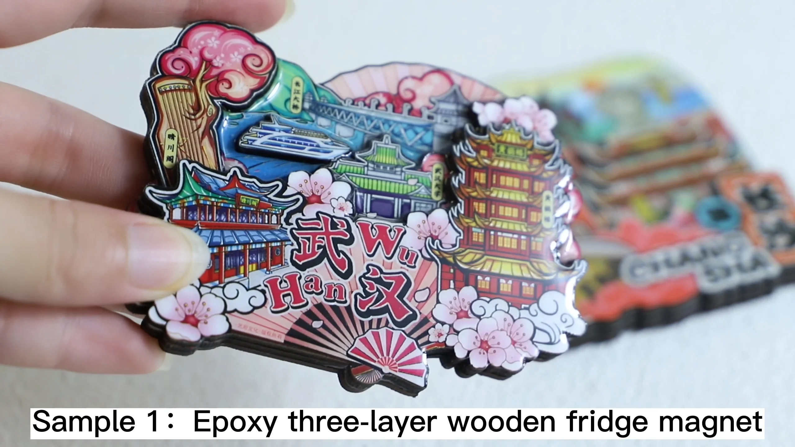 Custom Printed Cartoon Different Countries Made Personalized 3d Epoxy Wooden Souvenir Fridge