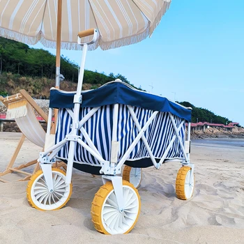 Customizable pattern&logo premium large beach cart with large off-road tire for beach camping desert  folding beach cart Trolley