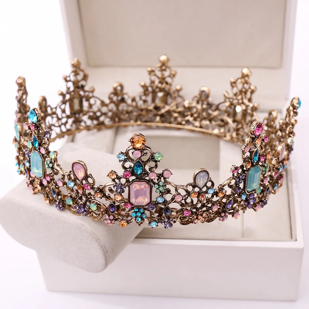 Jeweled Baroque Queen Crown - Rhinestone Tiara for Weddings  display picture 2