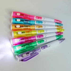 Hot Selling Cheap Multi Color Flashlight Pen Plastic Led Light Ball Pen with Custom Logo