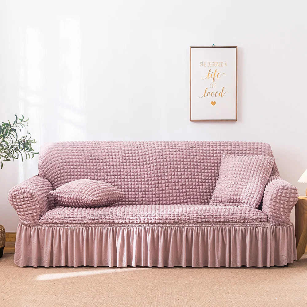 2021畅销可移动裙边式四季通用三个座位的红色弹性沙发套定做沙发套