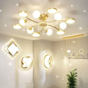 JACKSUN Modern Living Room Ceiling Pendant Light New Crystal Chandelier Luxury-Style Main Lighting Fixture LED Lighting Fixture