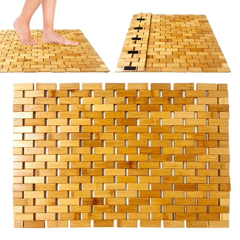 Нескользящий коврик для душа и ванной, устойчивый к плесени водонепроницаемый напольный коврик, бамбуковый Противоскользящий коврик для душа