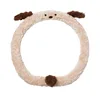 Rabbit fur brushed puppy steering wheel cover khaki 38d