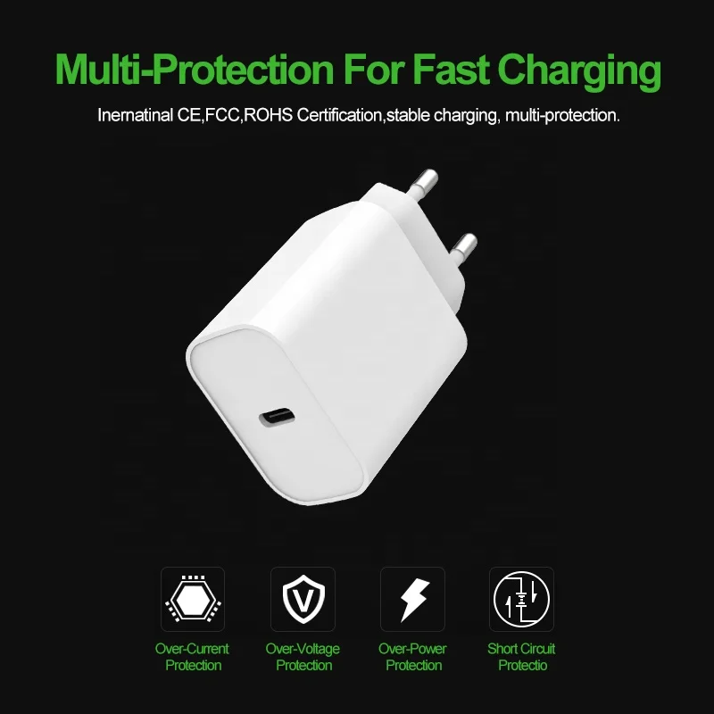 Intertek CE CB Certified Type C PD Quick Charging Wall Charger Phone Charger 20W USB C FAST CHARGER for iPhone and Mobile Phones
