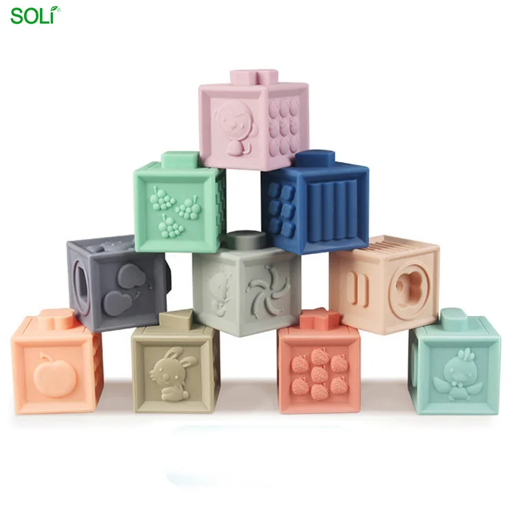 Детские Прорезыватель для ванной резиновые тиснением Мягкие 3d блок игрушечные лошадки дети большой Конструкторы игрушка