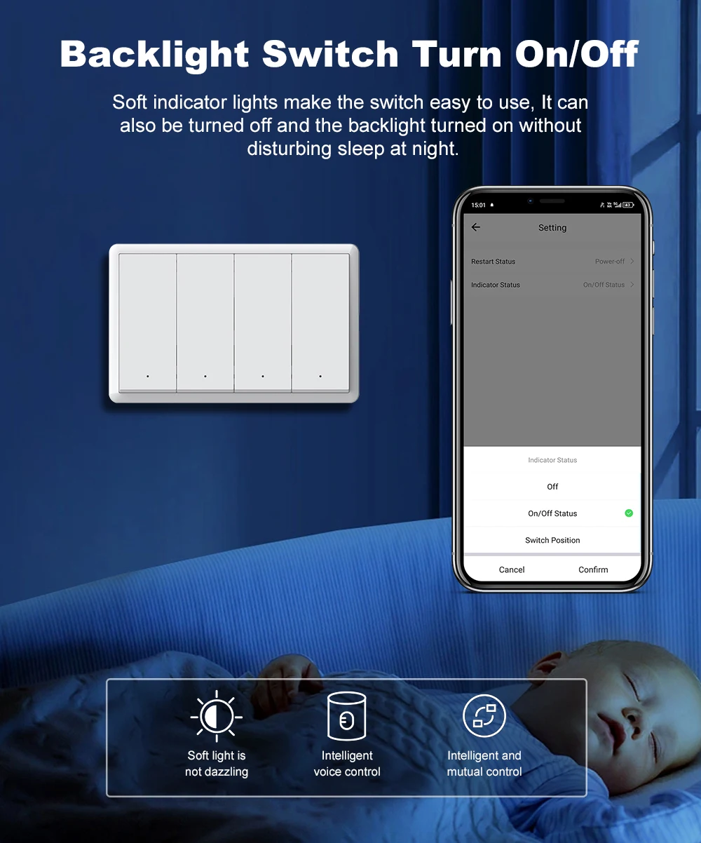 Customized Logo Tuya ZigBee Smart Light Switch US Push Button Wall ...