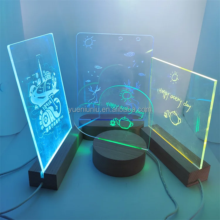 2024 Creative Solid Luminous USB Switch Night Light Base 3D Acrylic Lamp Led Wooden Base Wood Led Light Bases for Decoration