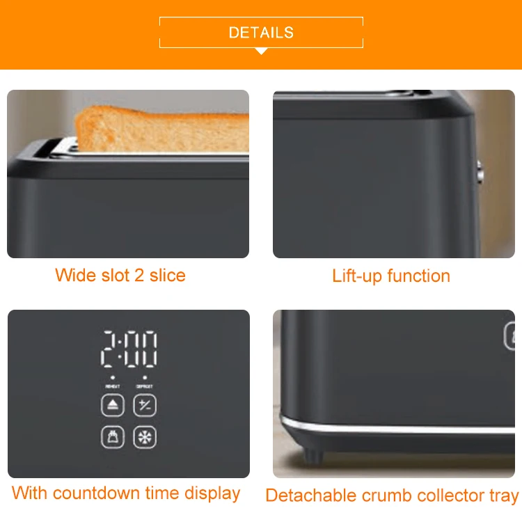 1080W 2025 Electric Touch Screen Toaster Bread Digital Smart Toaster Touch Screen with Display