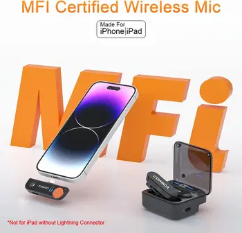 Comica Vimo S MI Wireless Lavalier Microphone for IPhone, MFI Certified, Noise Cancelling, 15HR Battery, 656' Transmission detail image