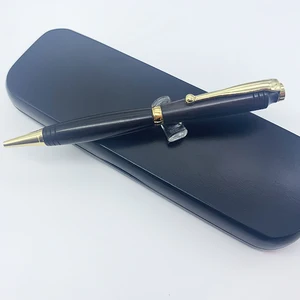 New Luxury Black Gold Wood Ball Pen Set with Custom logo Stationary Promotion Novelty Twist Wood Pen Set with Wood Box