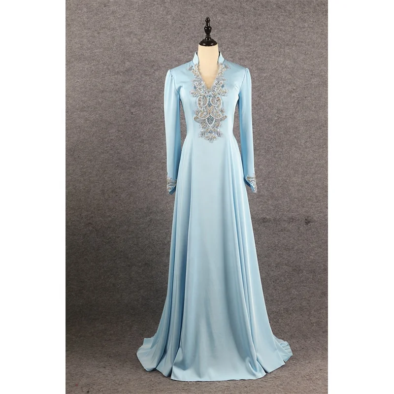 Wholesale Elegant Muslim Long Sleeve High Neckline Evening Party Dresses Luxury Sequins Beaded Crystals Rhinestone Prom Gown Wholesale Elegant Muslim Long Sleeve High Neckline Evening Party Dresses Luxury Sequins Beaded Crystals Rhinestone Prom Gown