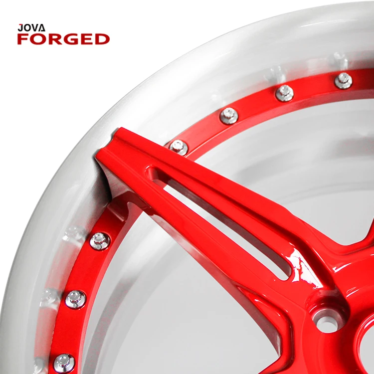 JOVA High Performance Silver and Red Rims 22x10 22x11 22x12 5 Star 2 Peace Forged Wheels