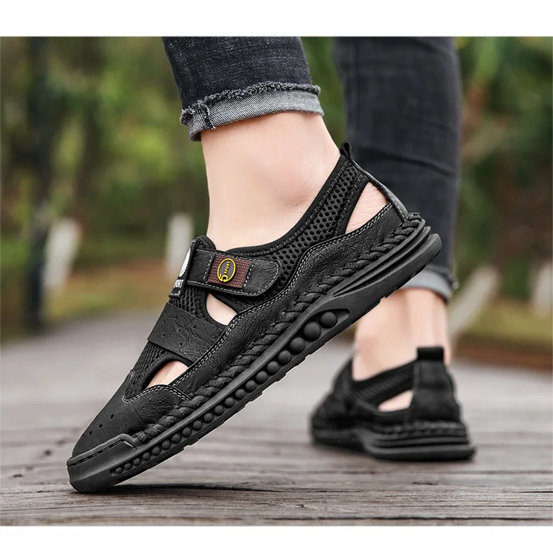 Summer New Hollow Breathable Men's Shoes Large Size Outdoor Casual Flat ...