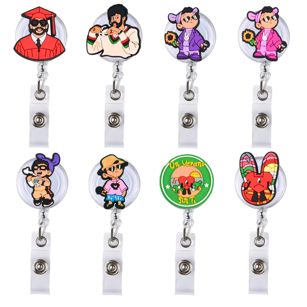 Custom Design Black Plain Sublimation Blank Medical Nurse Retractable Clip Key Holder Id Card Badge Reel Holder