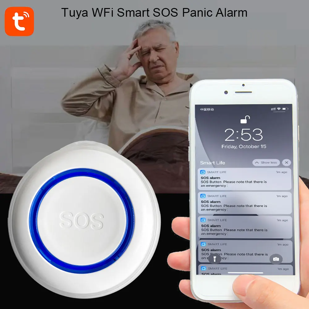 Factory Price WiFi Wireless RF433M SOS Panic Button for Home Security PST-WE571