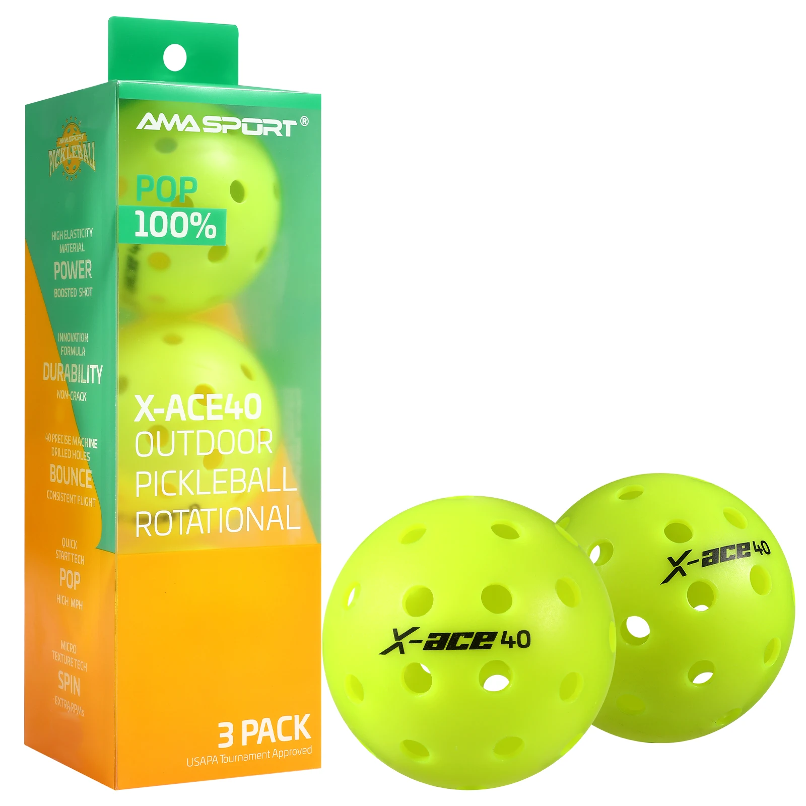 X-ace 40 Custom Logo Pickleball Balls - USAPA Approved