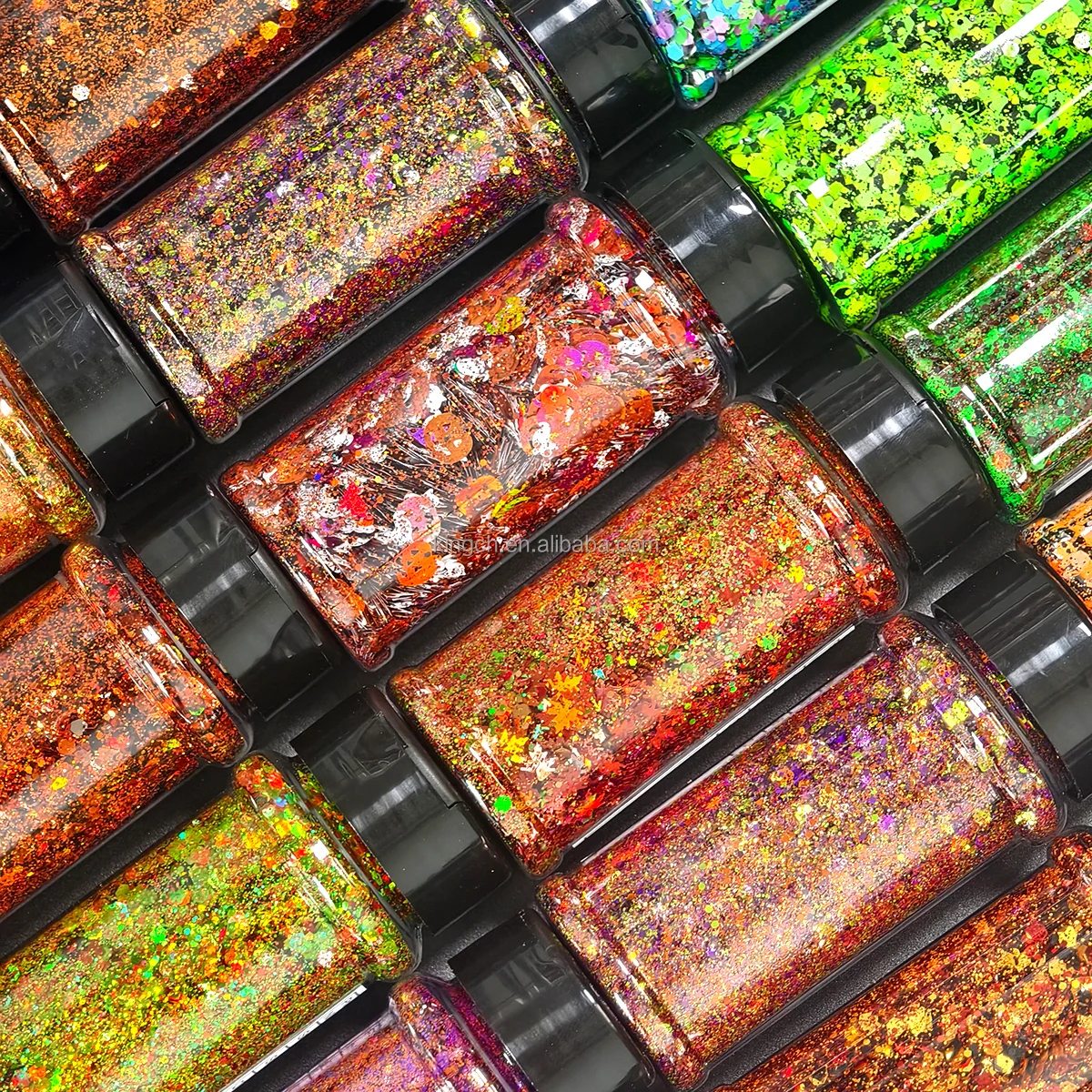 product hot selling 2oz shaker packing custom mix chunky glitter wholesale for tumbler nail resin decoration 24colors autumn glitter-12