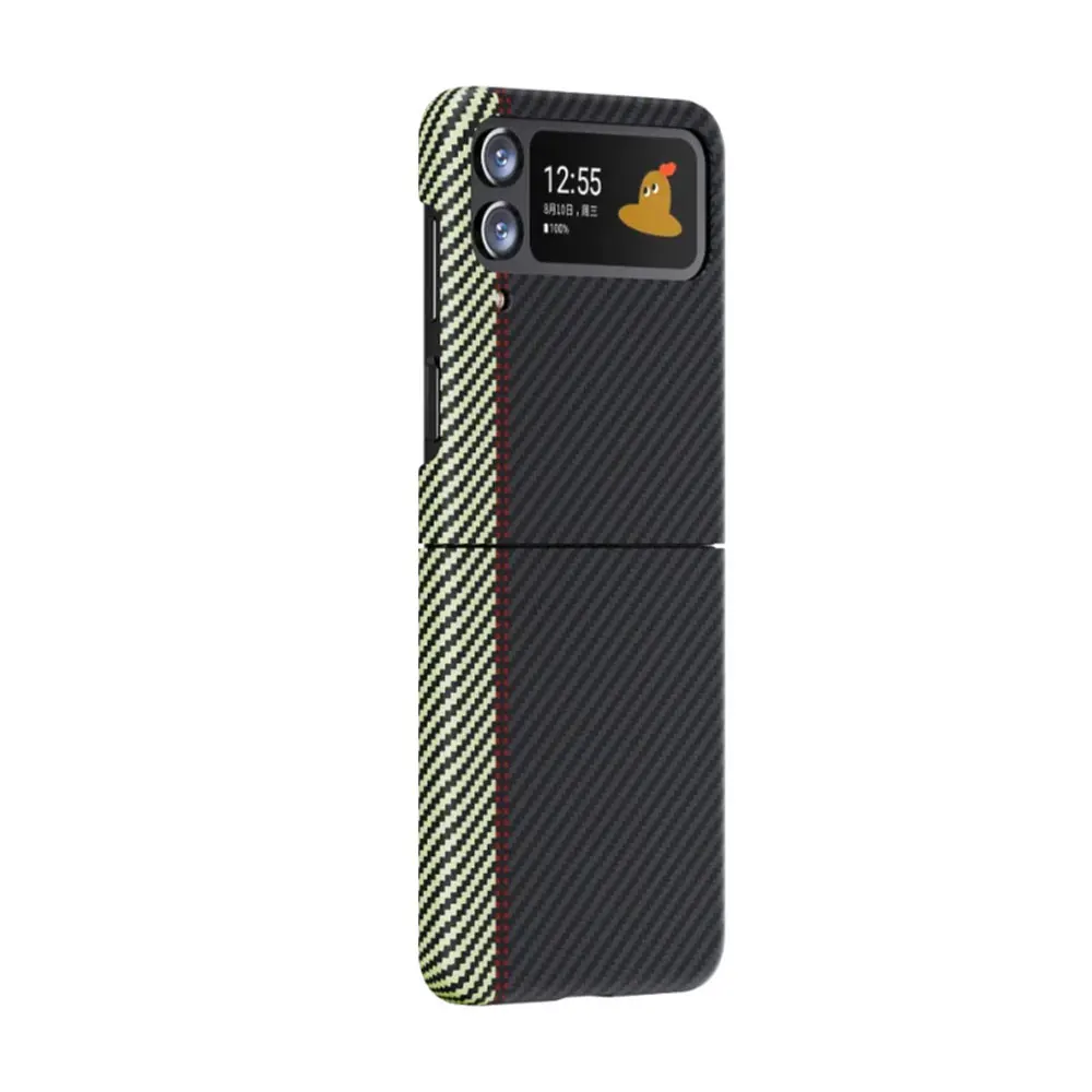 Carbon Fiber Phone Case For Samsung Galaxy Z Flip5 Flip4 Flip3 5G Flip Plain Cover Business Anti Fall Drop SJK487 Laudtec details