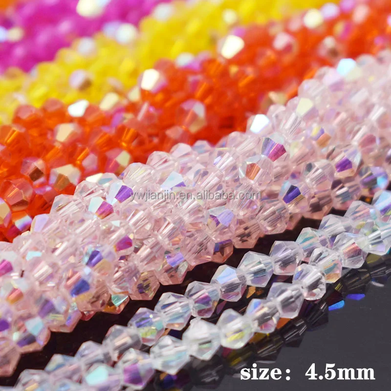 4mm 90pcs Half Ab Color Bicone Crystal Glass Beads Loose Spacer Beads Austria Faceted Crystal