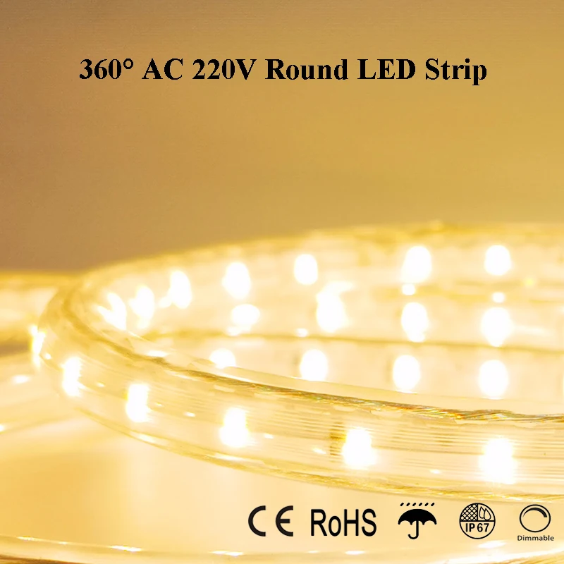 New Design 12mm Round 360 Degree Beam Angle Led Strip Ac 110v/220v