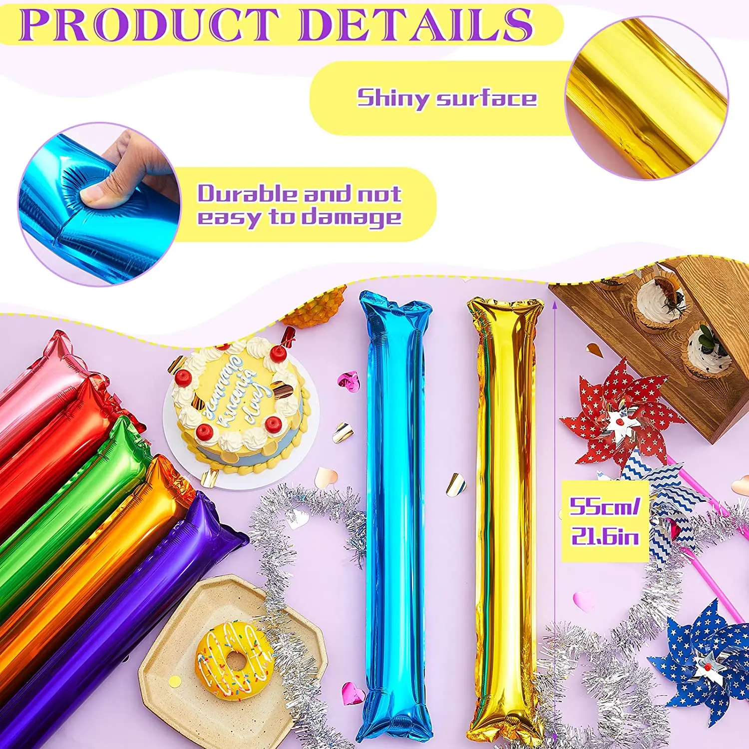 Лидер продаж Прямая поставка с завода цветные Хлопушки Хлопушка гроза палочка надувные шумоизоляторы игрушки по лучшей цене