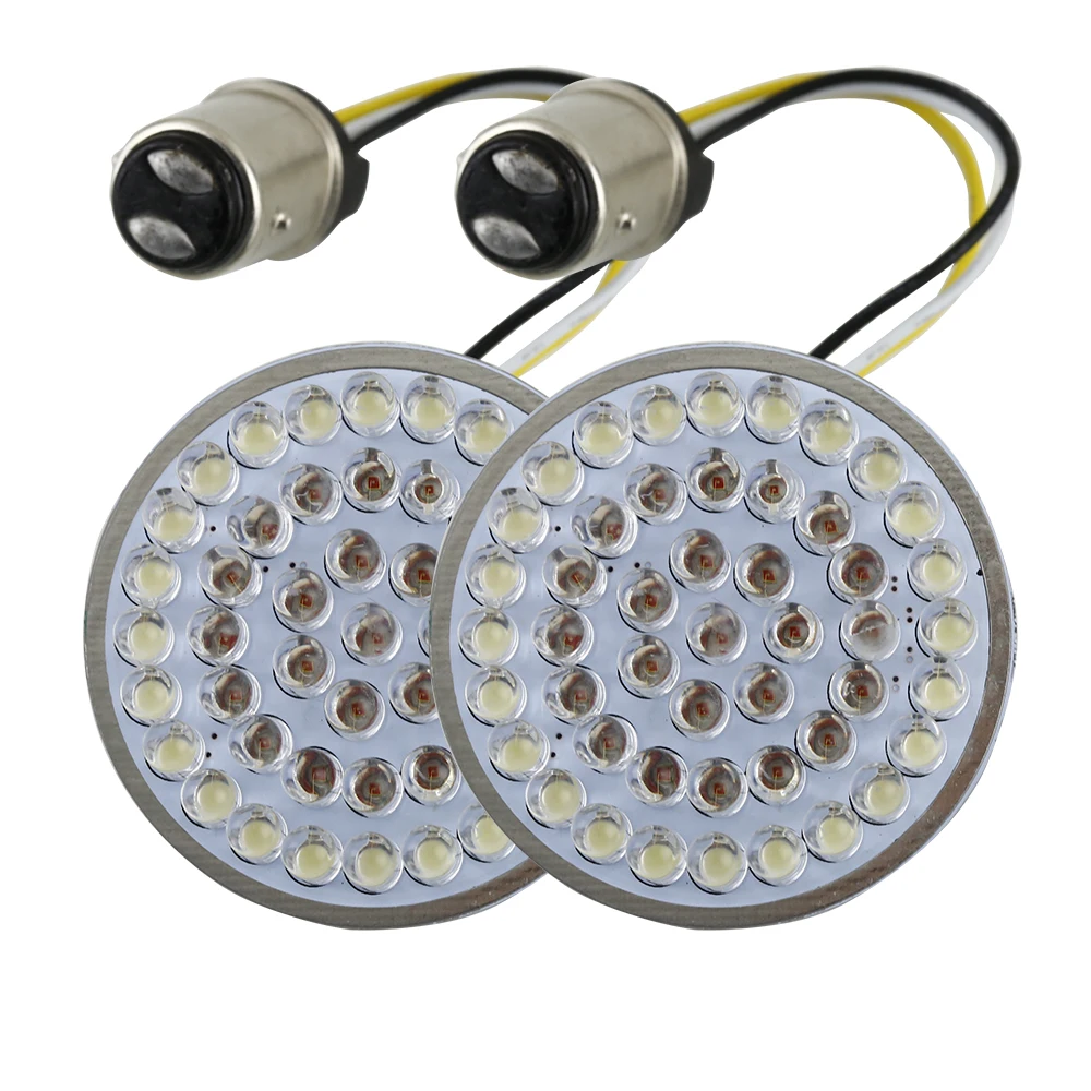 Motorcycle Led Turn Signal Inserts Light 2" Bullet Style 1157 White Running Amber Turn Signals