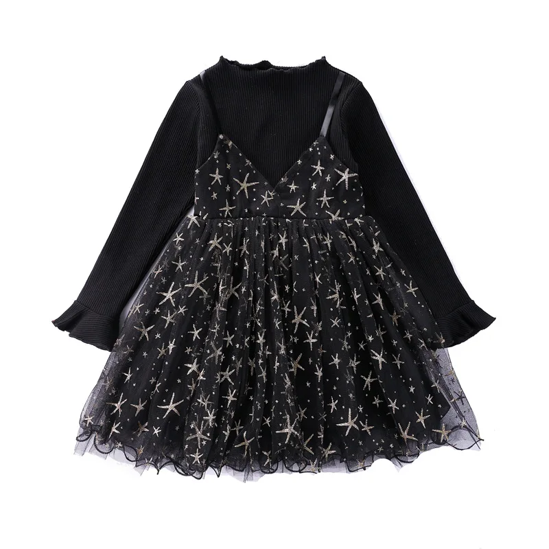 Wholesale Clothing Market Spanish Black and Gold Girl Dress for Party Wear  From Retail Online Shopping