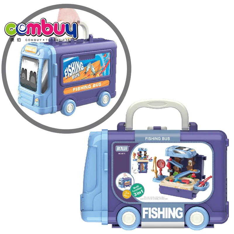 Suitcase Fishing Bus Game 3in1 Table Toys Kids Plastic Toy Fish