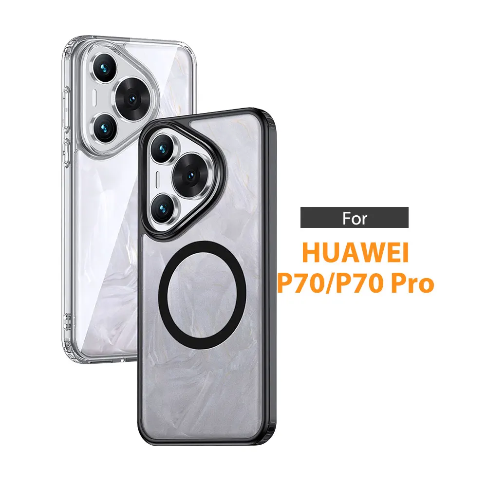 Funda con anillo magnético para Huawei P70 Pro, películas de lente, protector de cámara, teléfono claro, transparente, mate esmerilado WLS90 WLONS  