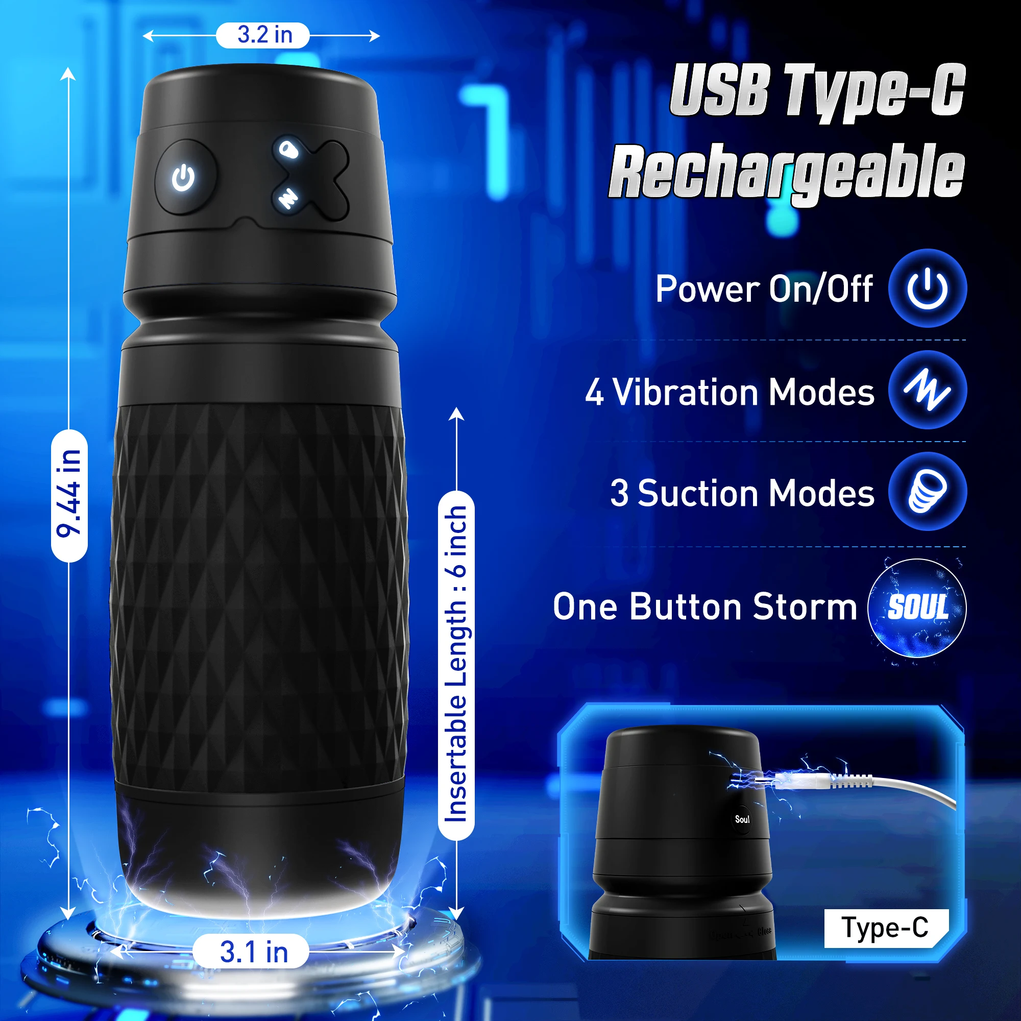 Cyberskin Men's Adult Sex Toys Automatic Male Stroker with Realistic Skin Feel and Rechargeable Battery Cyberskin Men's Adult Sex Toys Automatic Male Stroker with Realistic Skin Feel and Rechargeable Battery