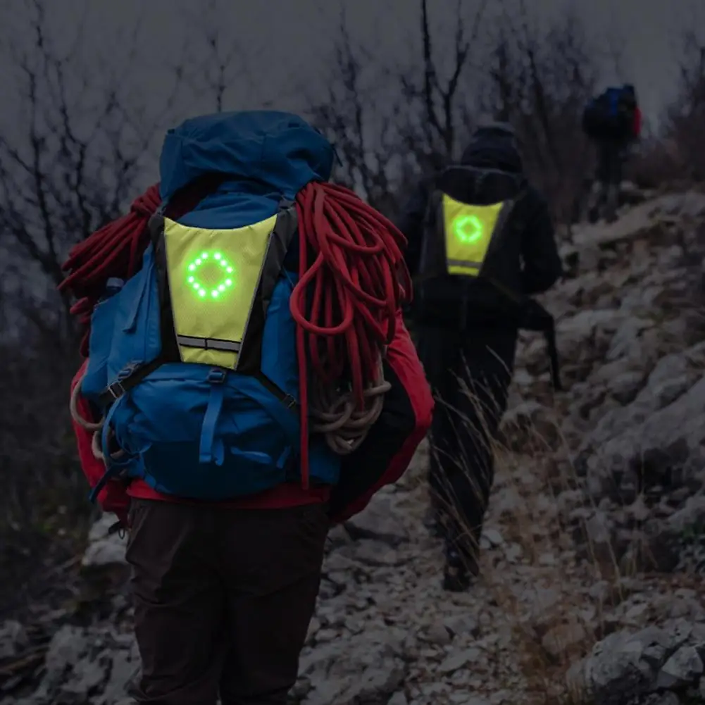 Scooter Indicator Turn Signal Light Led Vest USB Reflective Backpack Attachment Jackets Yellow for Hiking Riding Bike Bag