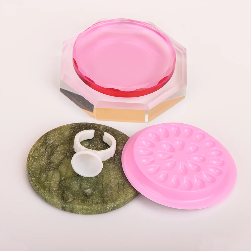 Оптовая продажа, пластиковые ПВХ золотые кольца, поддон для клея для ресниц, поддон для наращивания ресниц