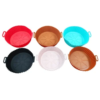 Factory wholesales air fryer Silicone  145 g sales baking Tray Reusable Basket Mat Non-Stick Round Paper Baking Microwave Pads