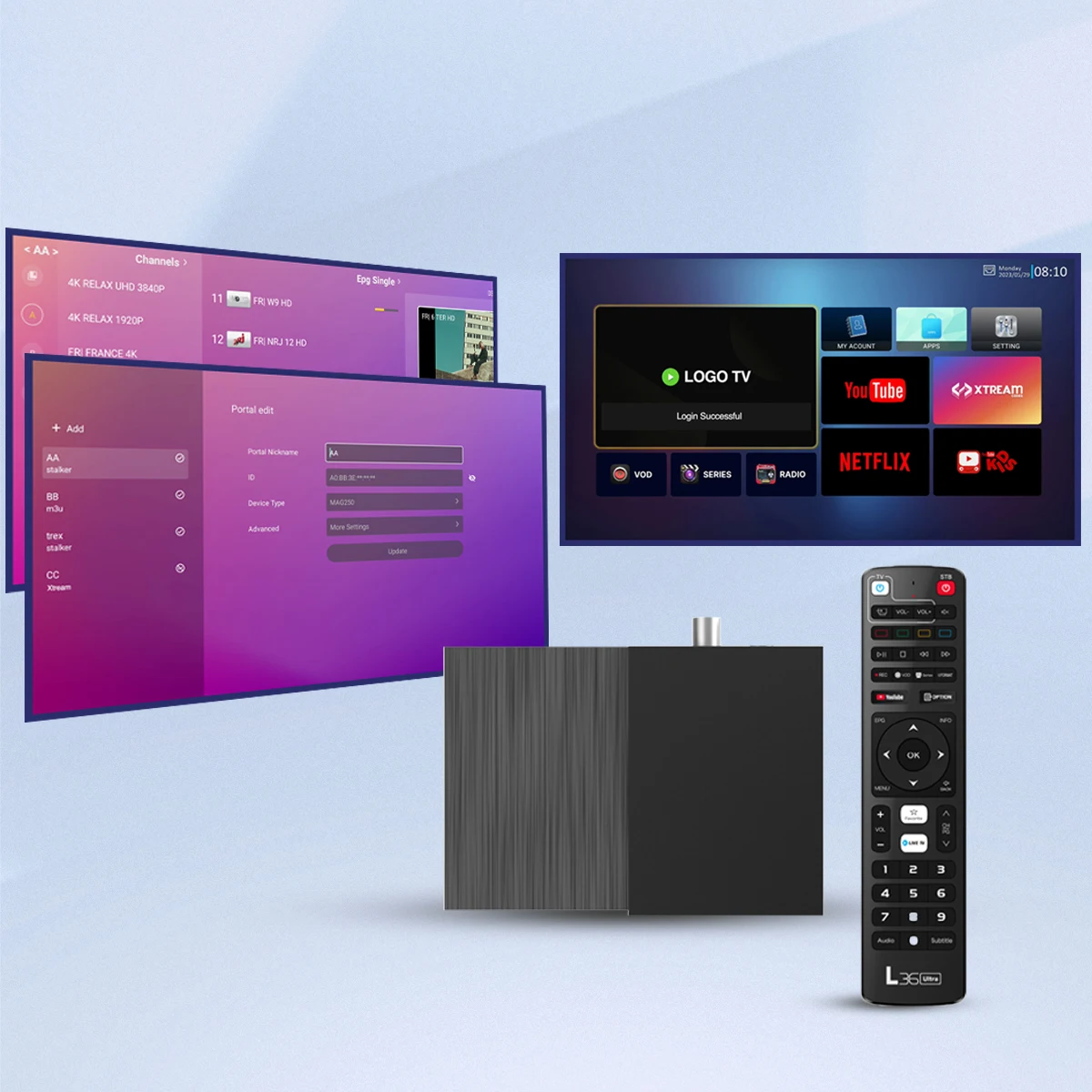 Ultra HD Linux 4K UHD STB Box 1G 8G AV1 Ott Set-top Box  TV Digital DVB-S2 Dual-WiFi 2.4G/5G