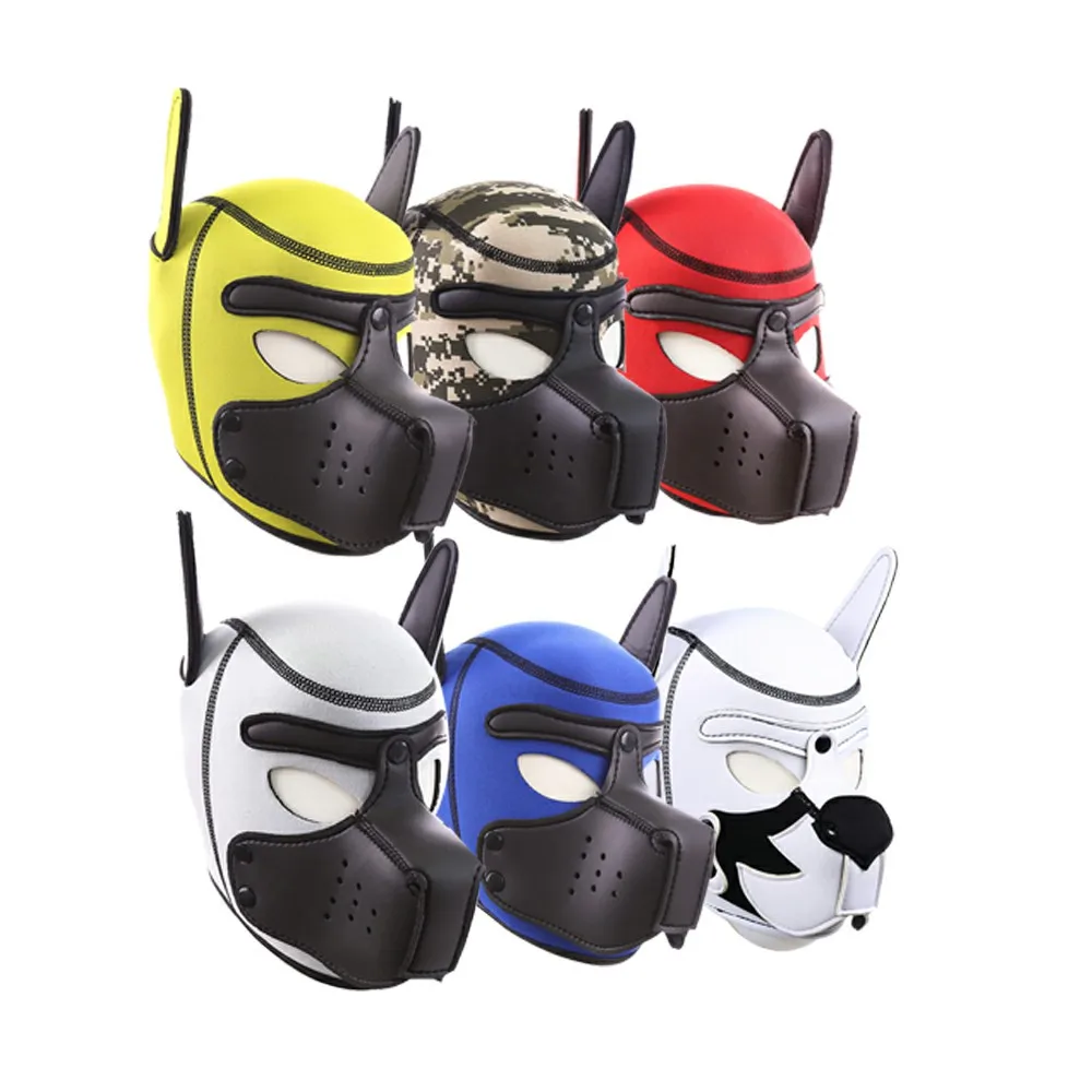 Free Custom Box - Cat Fetish Mask Dog Headgear Role Play Slave Bdsm Bondage Flirting Erotic Costumes Pup Padded Latex Rubber