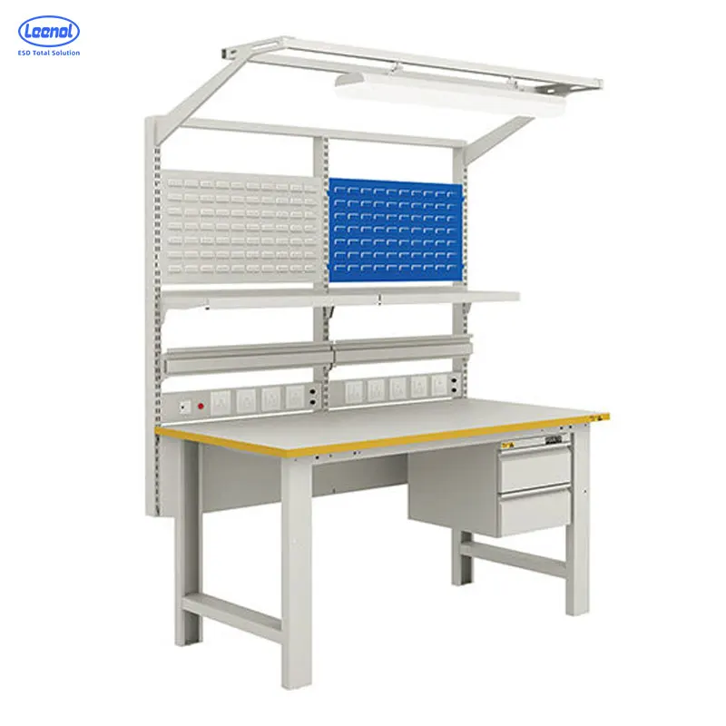 Leenol Esd Industrial Worktable Height Adjustable Electronic Anti Static Workbench For Workshop Working